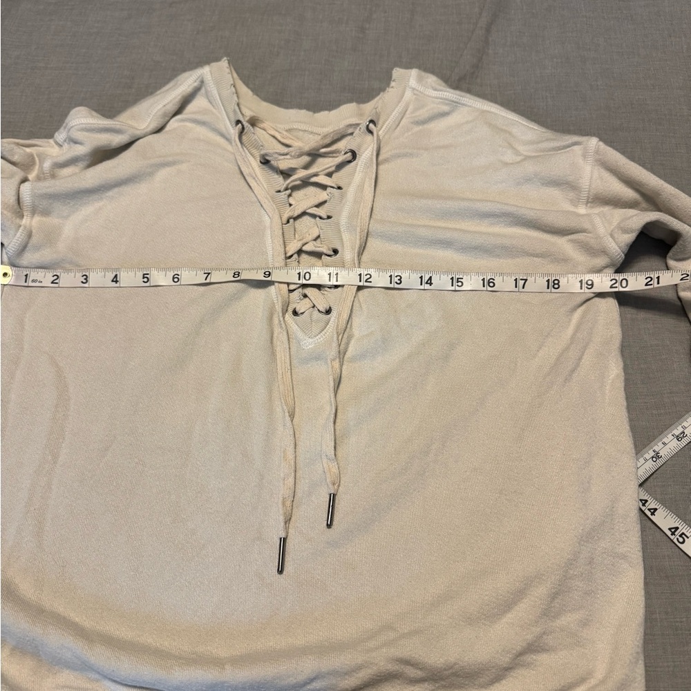 n:PHILANTHROPY Lace-Up Beige Sweater - Picture 7 of 8